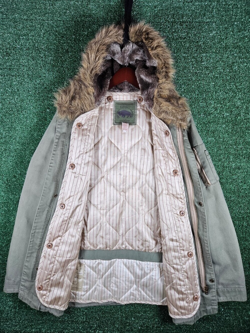 Rare Buffalo David Bitton Military Style Parka Jacket w/Removable Liner / Medium
